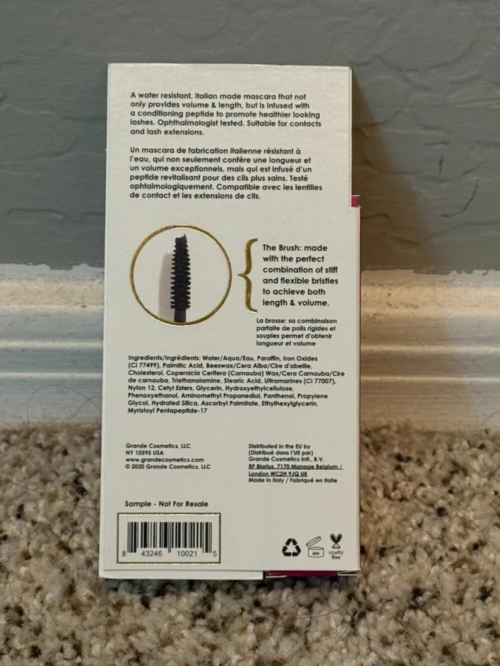 NIB Grande Cosmetics | Mini Conditioning Peptide Mascara | Noir Intense